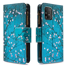 Handytasche Stand Schutzhülle Flip Leder Hülle Modisch Muster B04F für Samsung Galaxy A91 Cyan