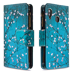 Handytasche Stand Schutzhülle Flip Leder Hülle Modisch Muster B04F für Samsung Galaxy M10S Cyan