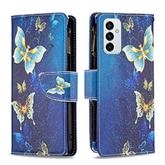 Handytasche Stand Schutzhülle Flip Leder Hülle Modisch Muster B04F für Samsung Galaxy M23 5G Blau