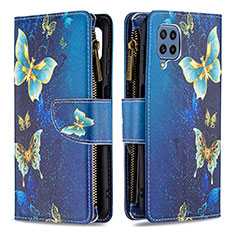 Handytasche Stand Schutzhülle Flip Leder Hülle Modisch Muster B04F für Samsung Galaxy M32 4G Blau