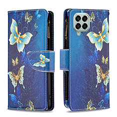 Handytasche Stand Schutzhülle Flip Leder Hülle Modisch Muster B04F für Samsung Galaxy M33 5G Blau