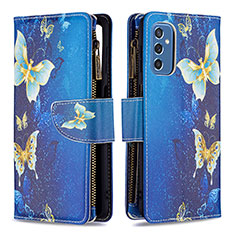 Handytasche Stand Schutzhülle Flip Leder Hülle Modisch Muster B04F für Samsung Galaxy M52 5G Blau