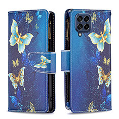 Handytasche Stand Schutzhülle Flip Leder Hülle Modisch Muster B04F für Samsung Galaxy M53 5G Blau