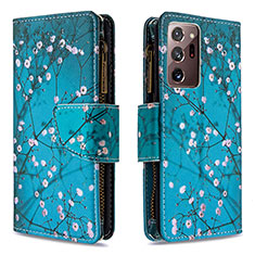 Handytasche Stand Schutzhülle Flip Leder Hülle Modisch Muster B04F für Samsung Galaxy Note 20 Ultra 5G Cyan