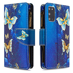 Handytasche Stand Schutzhülle Flip Leder Hülle Modisch Muster B04F für Samsung Galaxy S20 Blau