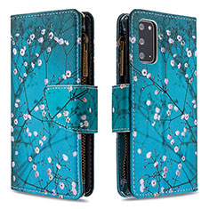 Handytasche Stand Schutzhülle Flip Leder Hülle Modisch Muster B04F für Samsung Galaxy S20 Cyan