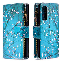 Handytasche Stand Schutzhülle Flip Leder Hülle Modisch Muster B04F für Samsung Galaxy S20 FE 5G Cyan