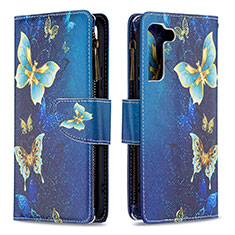 Handytasche Stand Schutzhülle Flip Leder Hülle Modisch Muster B04F für Samsung Galaxy S23 5G Blau