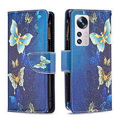 Handytasche Stand Schutzhülle Flip Leder Hülle Modisch Muster B04F für Xiaomi Mi 12 5G Blau