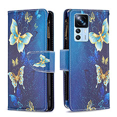 Handytasche Stand Schutzhülle Flip Leder Hülle Modisch Muster B04F für Xiaomi Mi 12T Pro 5G Blau