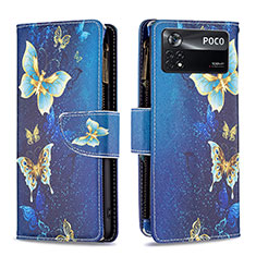 Handytasche Stand Schutzhülle Flip Leder Hülle Modisch Muster B04F für Xiaomi Poco X4 Pro 5G Blau
