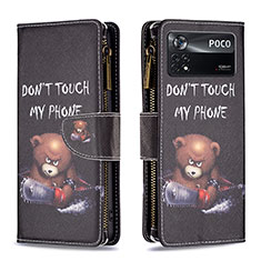 Handytasche Stand Schutzhülle Flip Leder Hülle Modisch Muster B04F für Xiaomi Poco X4 Pro 5G Dunkelgrau