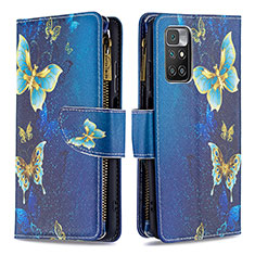 Handytasche Stand Schutzhülle Flip Leder Hülle Modisch Muster B04F für Xiaomi Redmi Note 11 4G (2021) Blau