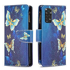 Handytasche Stand Schutzhülle Flip Leder Hülle Modisch Muster B04F für Xiaomi Redmi Note 11 4G (2022) Blau