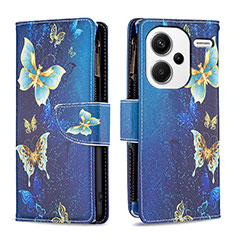 Handytasche Stand Schutzhülle Flip Leder Hülle Modisch Muster B04F für Xiaomi Redmi Note 13 Pro+ Plus 5G Blau