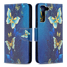 Handytasche Stand Schutzhülle Flip Leder Hülle Modisch Muster B09F für Samsung Galaxy S24 5G Blau