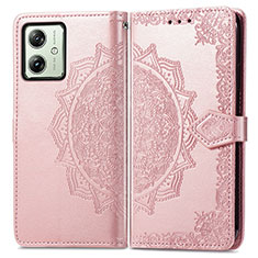 Handytasche Stand Schutzhülle Flip Leder Hülle Modisch Muster für Motorola Moto G54 5G Rosegold