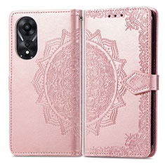 Handytasche Stand Schutzhülle Flip Leder Hülle Modisch Muster für Oppo A18 Rosegold