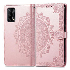 Handytasche Stand Schutzhülle Flip Leder Hülle Modisch Muster für Oppo A74 4G Rosegold