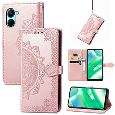 Handytasche Stand Schutzhülle Flip Leder Hülle Modisch Muster für Realme C33 (2023) Rosegold