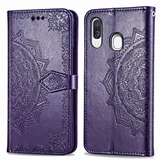 Handytasche Stand Schutzhülle Flip Leder Hülle Modisch Muster für Samsung Galaxy A40 Violett
