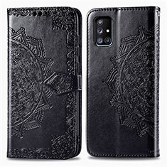 Handytasche Stand Schutzhülle Flip Leder Hülle Modisch Muster für Samsung Galaxy A51 4G Schwarz