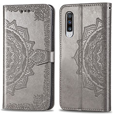 Handytasche Stand Schutzhülle Flip Leder Hülle Modisch Muster für Samsung Galaxy A70 Grau