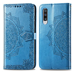 Handytasche Stand Schutzhülle Flip Leder Hülle Modisch Muster für Samsung Galaxy A70S Blau