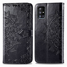 Handytasche Stand Schutzhülle Flip Leder Hülle Modisch Muster für Samsung Galaxy A71 5G Schwarz