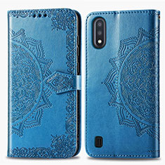 Handytasche Stand Schutzhülle Flip Leder Hülle Modisch Muster für Samsung Galaxy M01 Blau