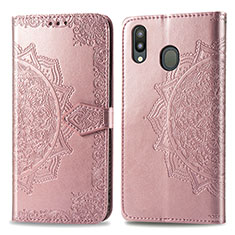 Handytasche Stand Schutzhülle Flip Leder Hülle Modisch Muster für Samsung Galaxy M20 Rosegold