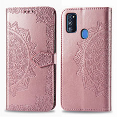 Handytasche Stand Schutzhülle Flip Leder Hülle Modisch Muster für Samsung Galaxy M21 Rosegold