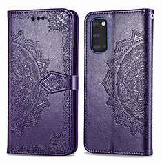 Handytasche Stand Schutzhülle Flip Leder Hülle Modisch Muster für Samsung Galaxy S20 Violett