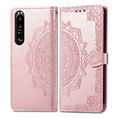 Handytasche Stand Schutzhülle Flip Leder Hülle Modisch Muster für Sony Xperia 1 III Rosegold