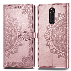 Handytasche Stand Schutzhülle Flip Leder Hülle Modisch Muster für Sony Xperia 1 Rosegold