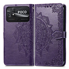 Handytasche Stand Schutzhülle Flip Leder Hülle Modisch Muster für Xiaomi Poco C40 Violett
