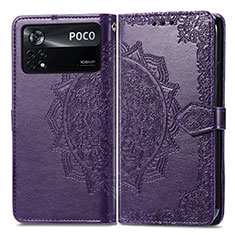 Handytasche Stand Schutzhülle Flip Leder Hülle Modisch Muster für Xiaomi Poco X4 Pro 5G Violett