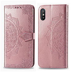 Handytasche Stand Schutzhülle Flip Leder Hülle Modisch Muster für Xiaomi Redmi 9AT Rosegold