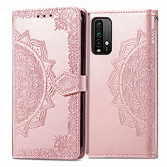 Handytasche Stand Schutzhülle Flip Leder Hülle Modisch Muster für Xiaomi Redmi Note 9 4G Rosegold