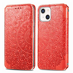 Handytasche Stand Schutzhülle Flip Leder Hülle Modisch Muster H01 für Apple iPhone 14 Rot
