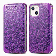 Handytasche Stand Schutzhülle Flip Leder Hülle Modisch Muster H01 für Apple iPhone 14 Violett