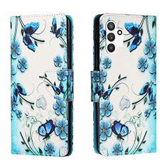 Handytasche Stand Schutzhülle Flip Leder Hülle Modisch Muster H01X für Samsung Galaxy A13 4G Blau