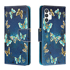 Handytasche Stand Schutzhülle Flip Leder Hülle Modisch Muster H01X für Samsung Galaxy A13 4G Königs Blau