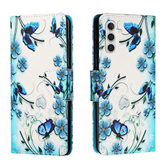 Handytasche Stand Schutzhülle Flip Leder Hülle Modisch Muster H01X für Samsung Galaxy A13 5G Blau