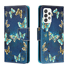 Handytasche Stand Schutzhülle Flip Leder Hülle Modisch Muster H01X für Samsung Galaxy A53 5G Königs Blau