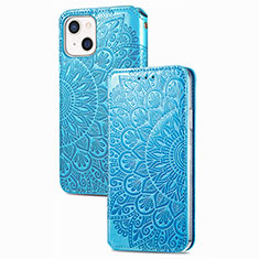 Handytasche Stand Schutzhülle Flip Leder Hülle Modisch Muster H02 für Apple iPhone 13 Mini Blau