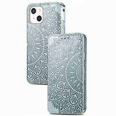 Handytasche Stand Schutzhülle Flip Leder Hülle Modisch Muster H02 für Apple iPhone 14 Plus Silber