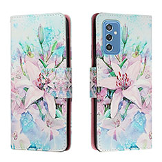 Handytasche Stand Schutzhülle Flip Leder Hülle Modisch Muster H02X für Samsung Galaxy M52 5G Minzgrün