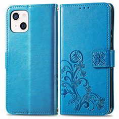 Handytasche Stand Schutzhülle Flip Leder Hülle Modisch Muster H03 für Apple iPhone 13 Blau