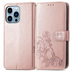 Handytasche Stand Schutzhülle Flip Leder Hülle Modisch Muster H03 für Apple iPhone 14 Pro Max Rosegold